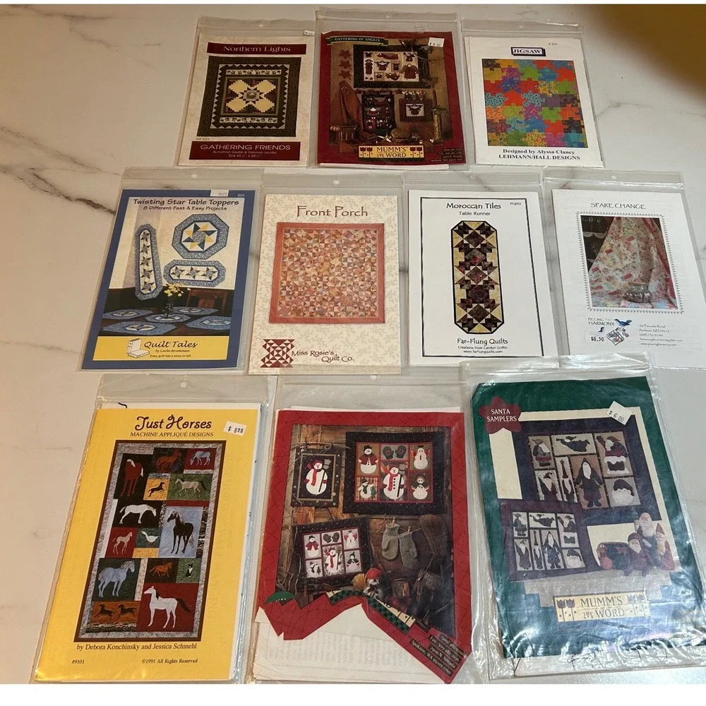 Lot of 10 Quilt Patterns Miss Rosies Mumm's the‎ Word Applique Table Runner Vtg